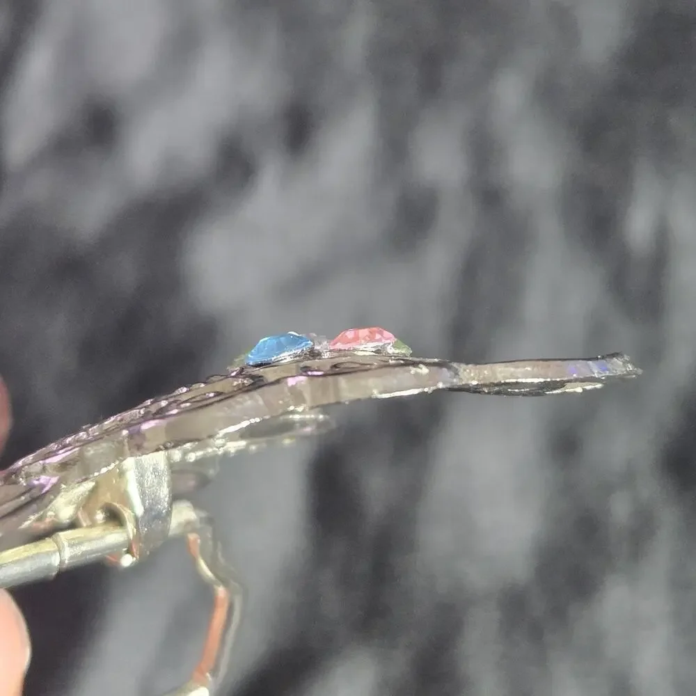 Vintage Butterfly Belt Buckle‎ Silver Tone Blue Pink Green Pastel Rhinestones